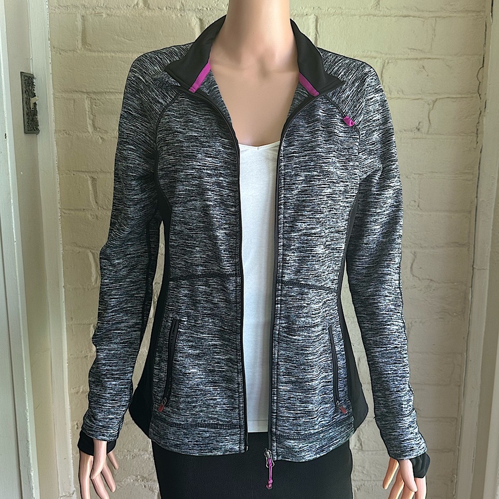 Tangerine size medium black white and pink comfy stretch athletic running jacket